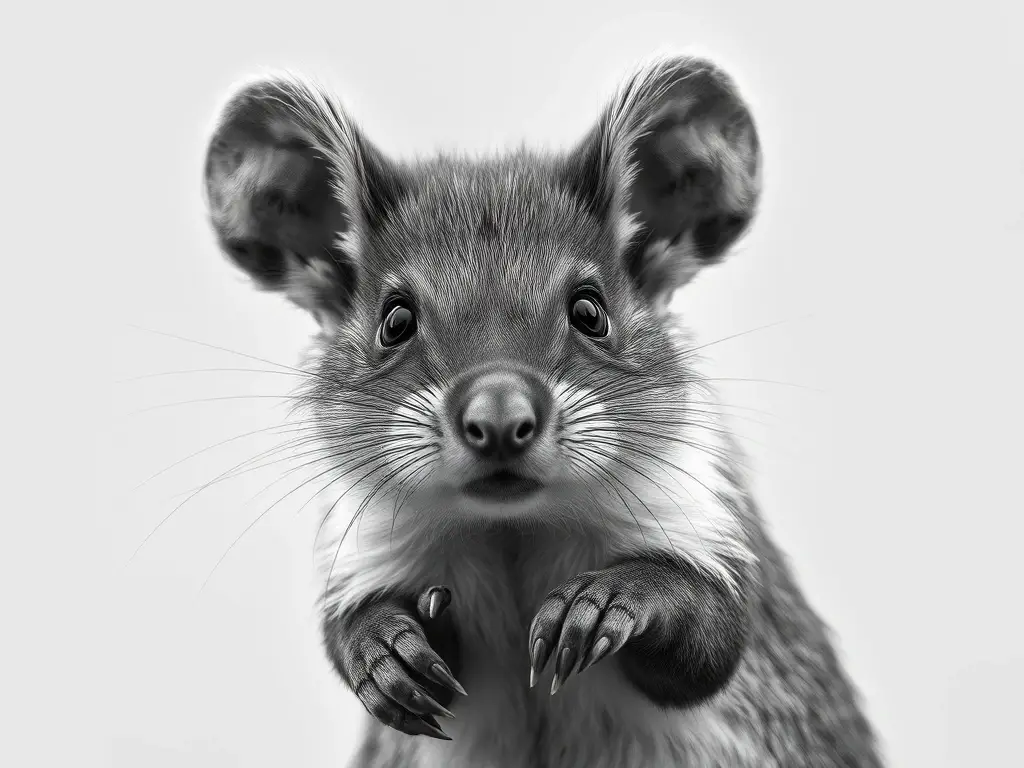 Fotografía realista de un raton Coipo, con estilo gradiente monocromo