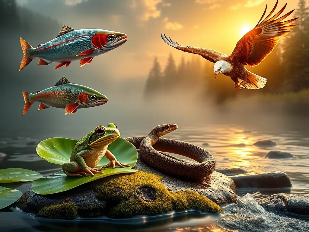 Composición fotorrealista de fauna al amanecer
