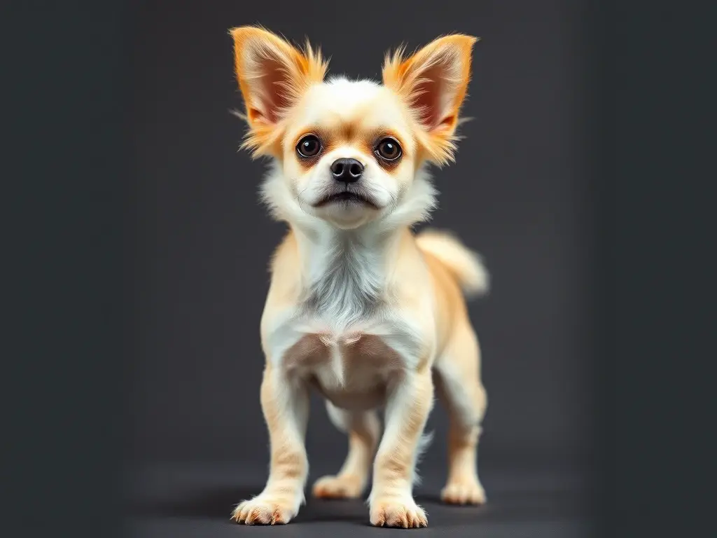 Fotografía hiperrealista de un chihuahua con postura majestuosa