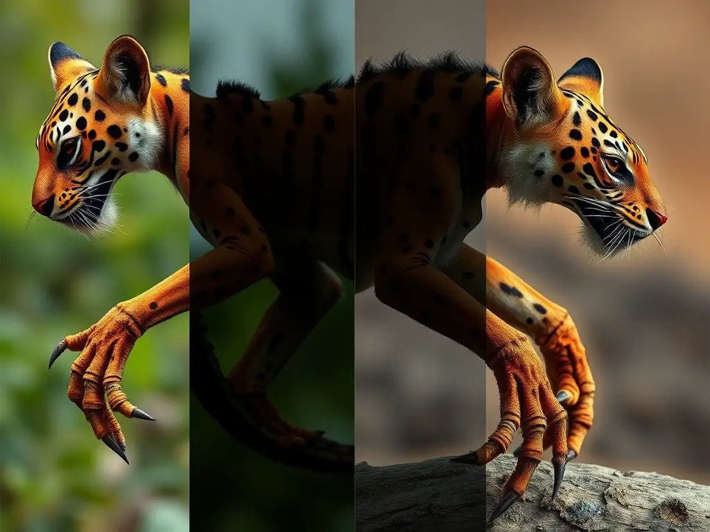 Fotografía realística de 15 metamorfosis de animales en 8k sin textos ni marcas
