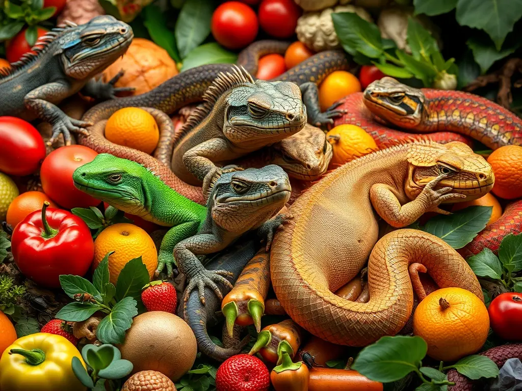 Un retrato de reptiles omnívoros en un entorno natural