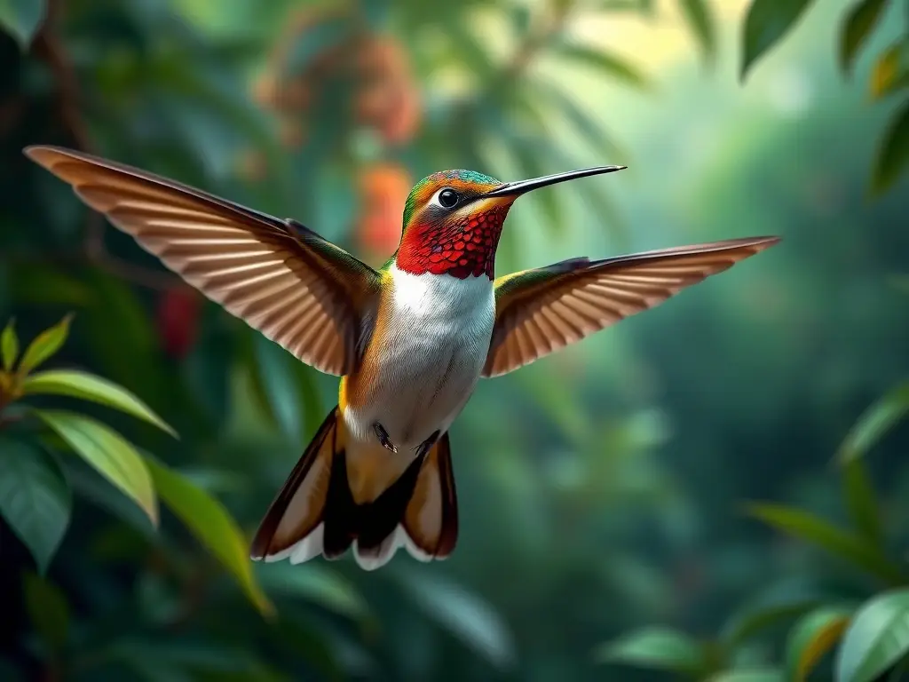 Fotorealistic cover de un pájaro carpintero volando en selva vibrante