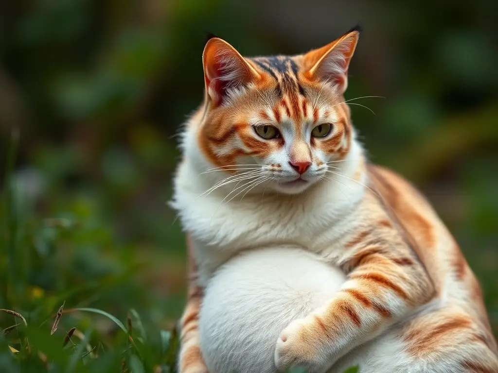 Fotorealistic retrato detallado de una gatita embarazada en su entorno natural