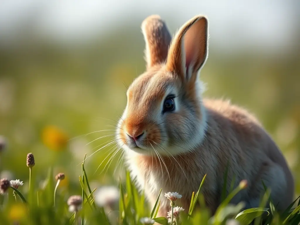 Imagen realista de conejo doméstico con calma y naturaleza