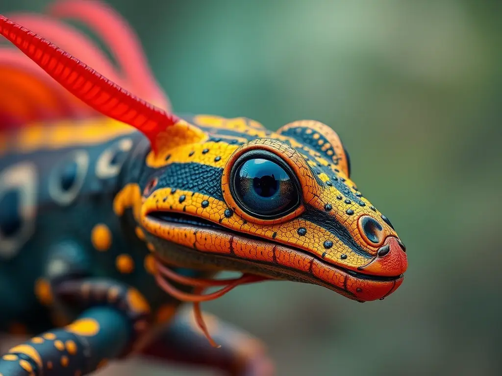 Photorealistic ajolote en su hábitat, sin distorsiones