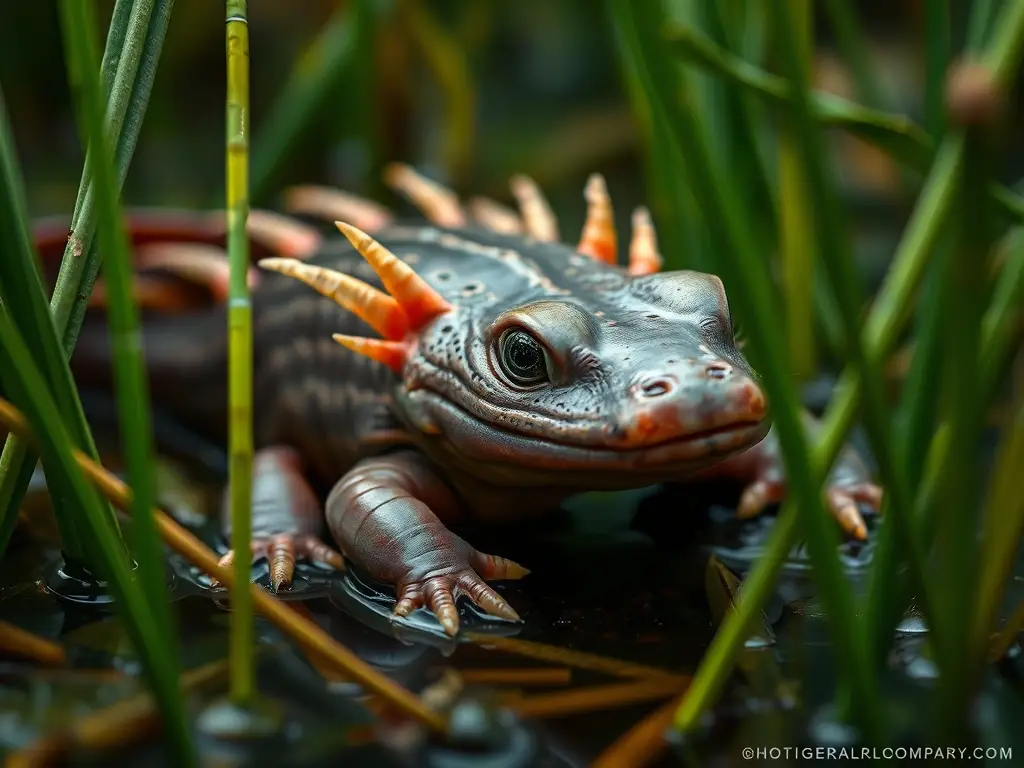 Foto realista de axolotl americano en un laberinto de juncos