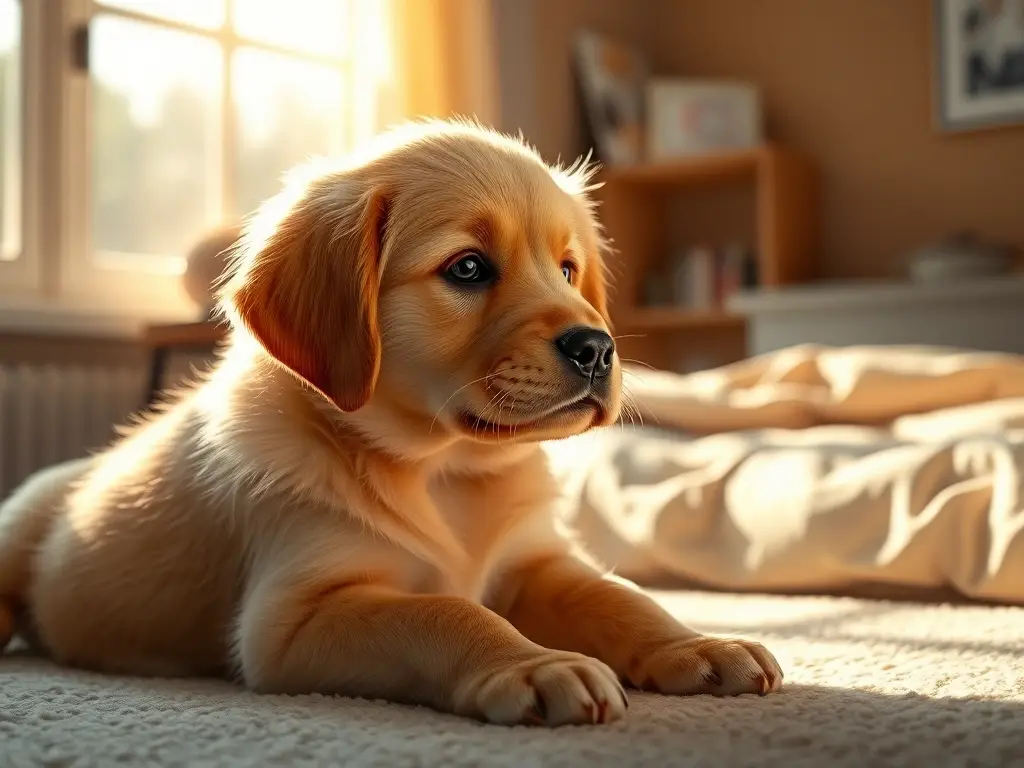 Illustration de un cachorro labrador golden realista y natural