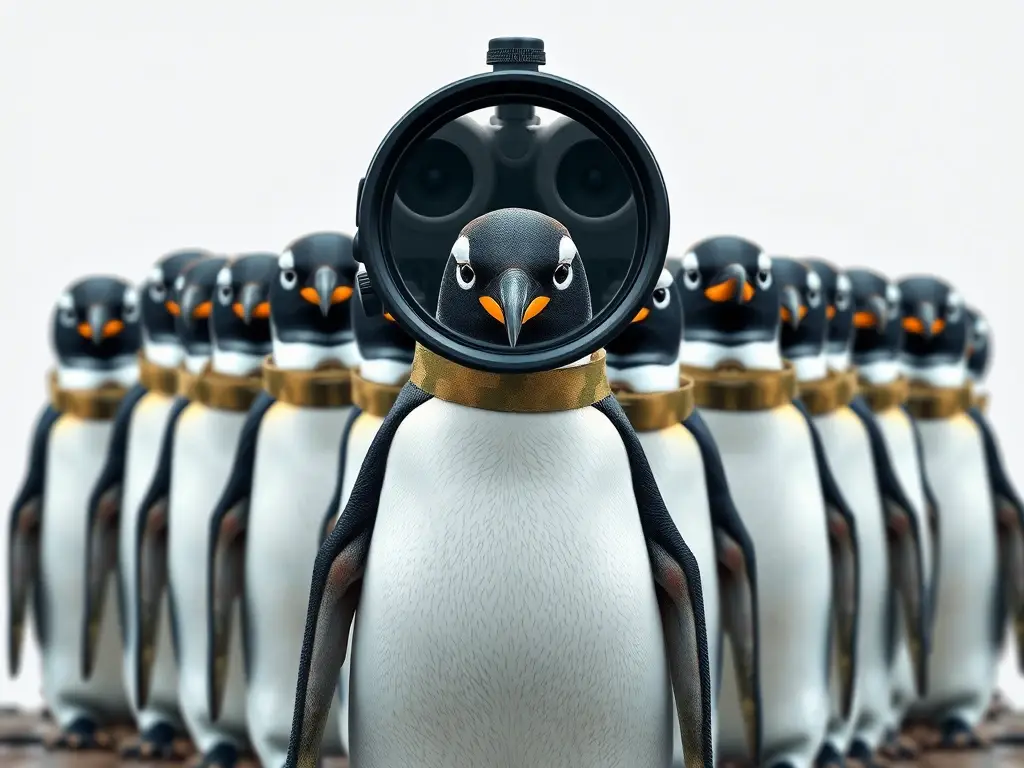 Un retrato de pingüinos militares con precisión médica