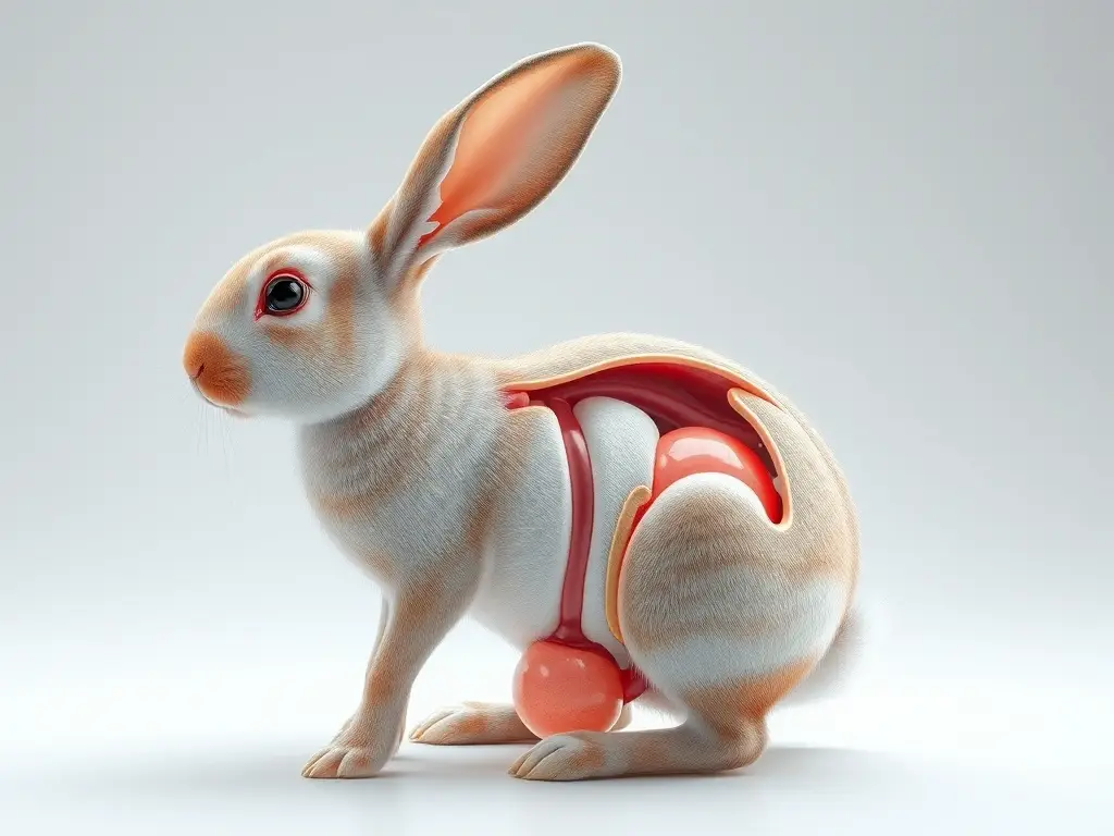 Ilustración fotorealista de anatomía reproductiva de conejo