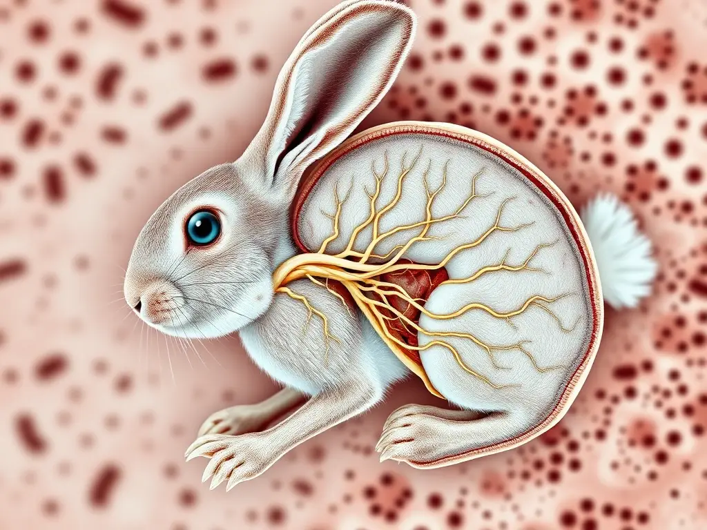Imagen realística de microscopia de sistema nervioso de conejo, con precisión anatomica