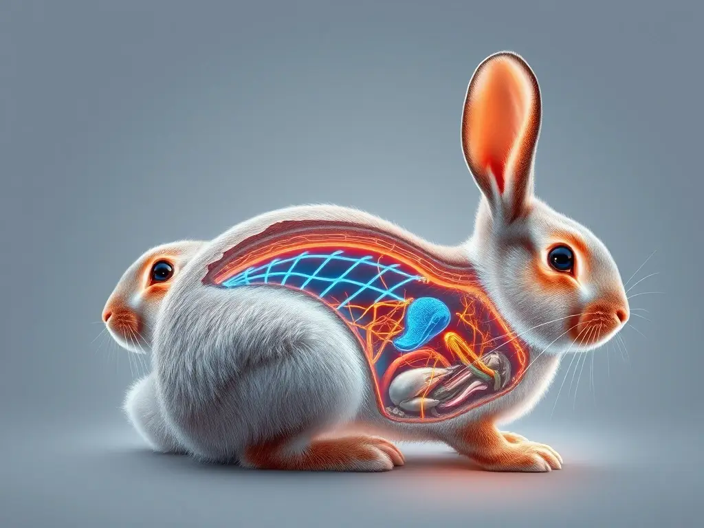 Ilustración fotorrealista del sistema nervioso del conejo