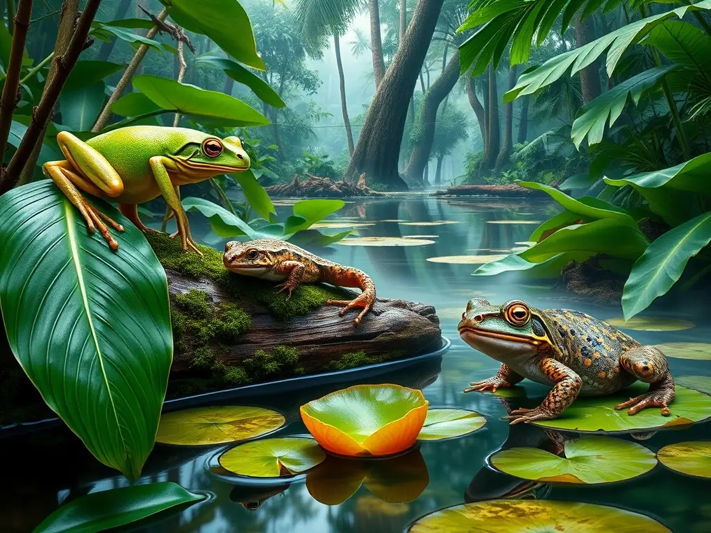 Anfibios vibrantes en selva tropical amenazados
