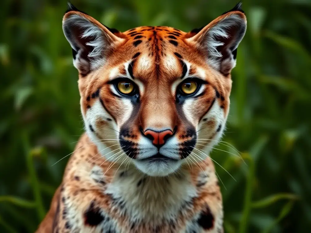 Un retrato de puma realística, con ojos penetrantes y textura de pelaje natural