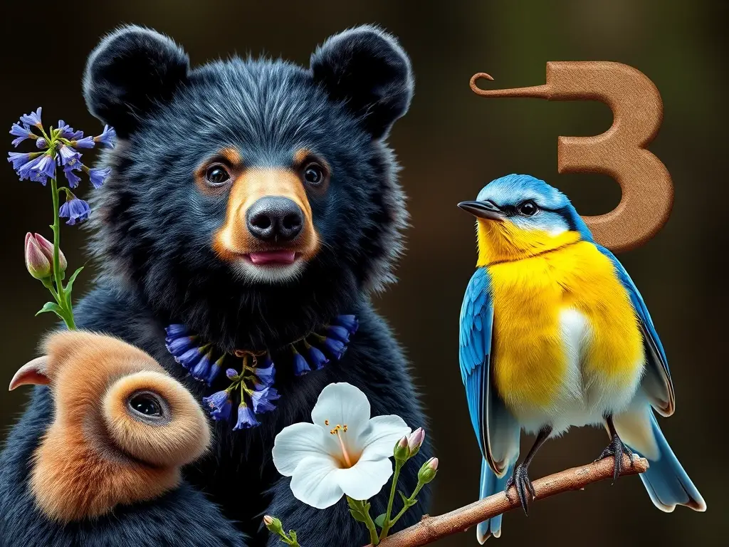 Diseño de portada realista de animales con B en inglés y español