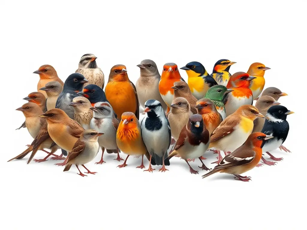Illustration de pájaros realistas, detallados y diversos