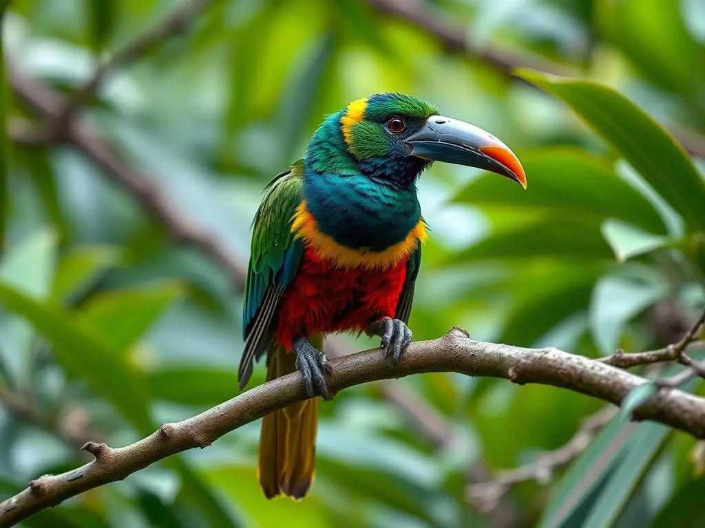 Una obra de arte realista de un ornitorrinco camaleónico en la naturaleza