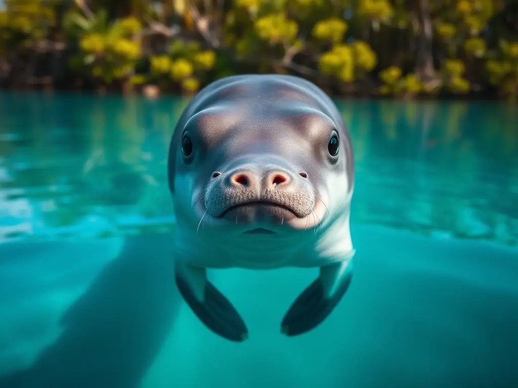Escultura realista de Vaquita, serena y frágil