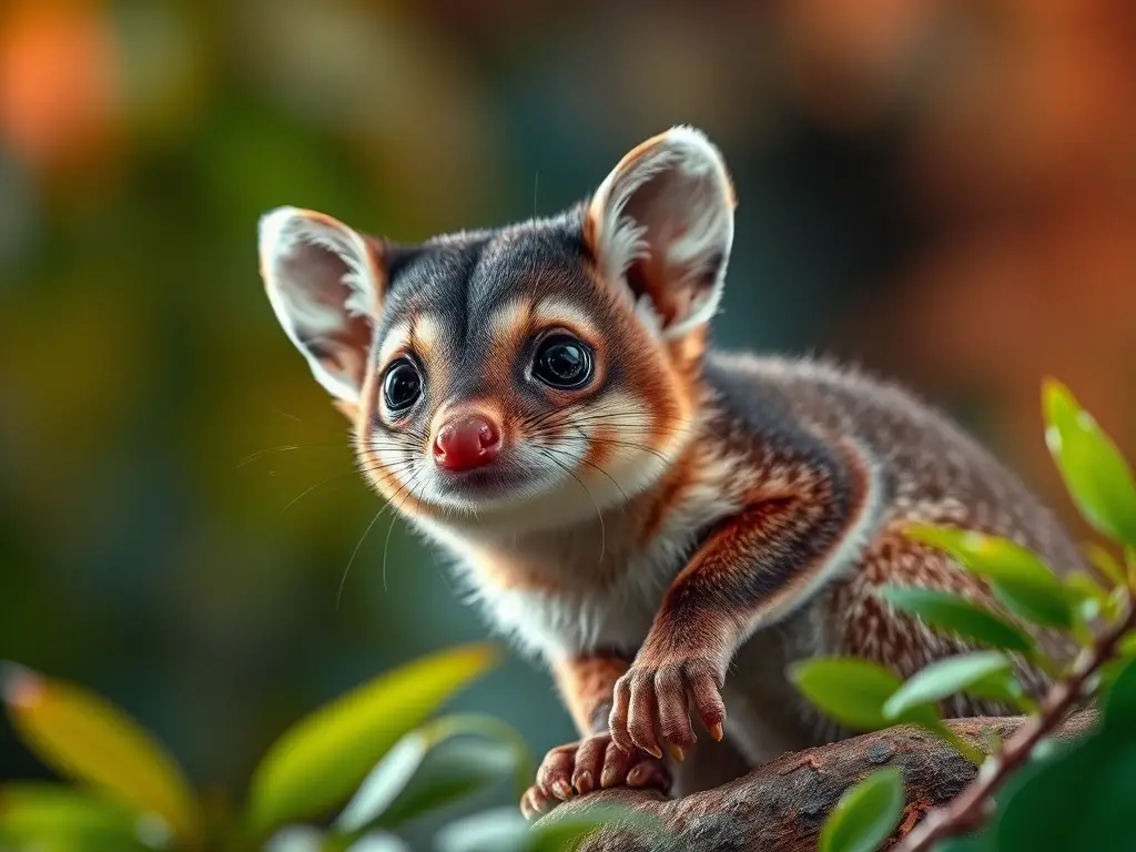 Foto realista del olinguito en un ambiente natural