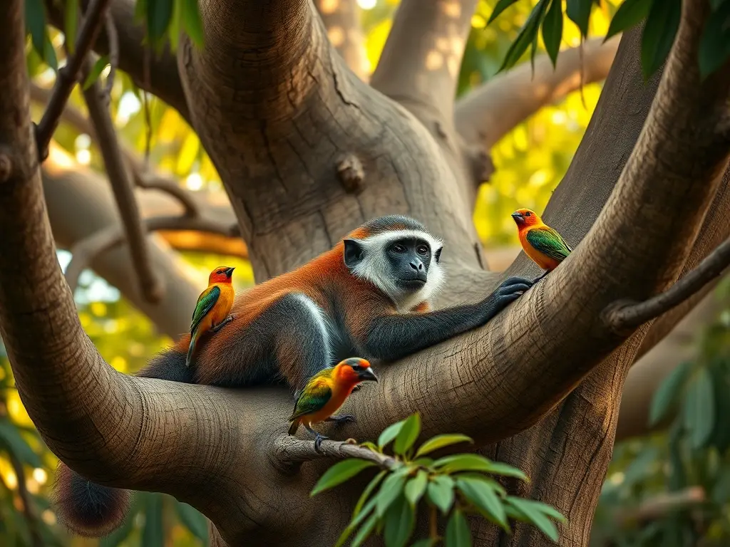 Un majestuoso retrato de una mono T’ukuyakau en un bosque exuberante