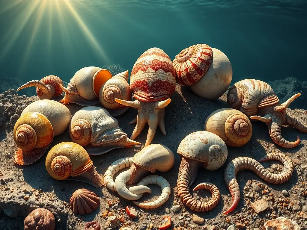 Un retrato artístico en 8K de moluscos marinos
