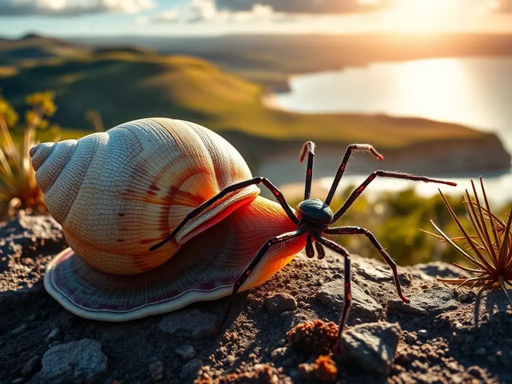 Una naturaleza australiana vibrantes de conas y arañas venenosas