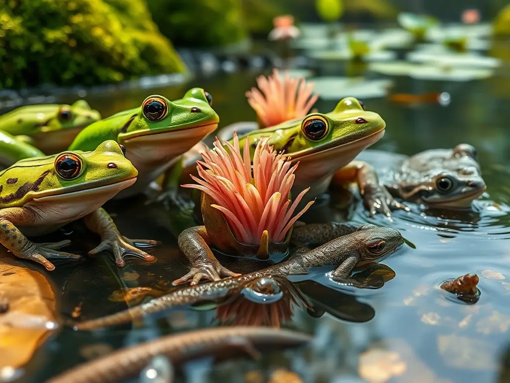 Primer plano fotorrealista de anfibios con branquias
