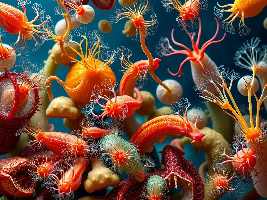 Fotografía detallada de invertebrados con respiraciones aeratorias