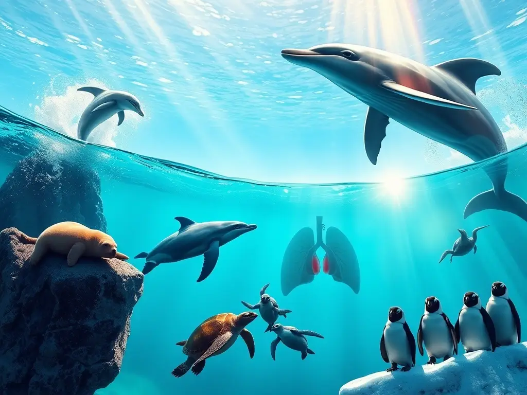 Escena marina retrata diversidad de animales pulmonares