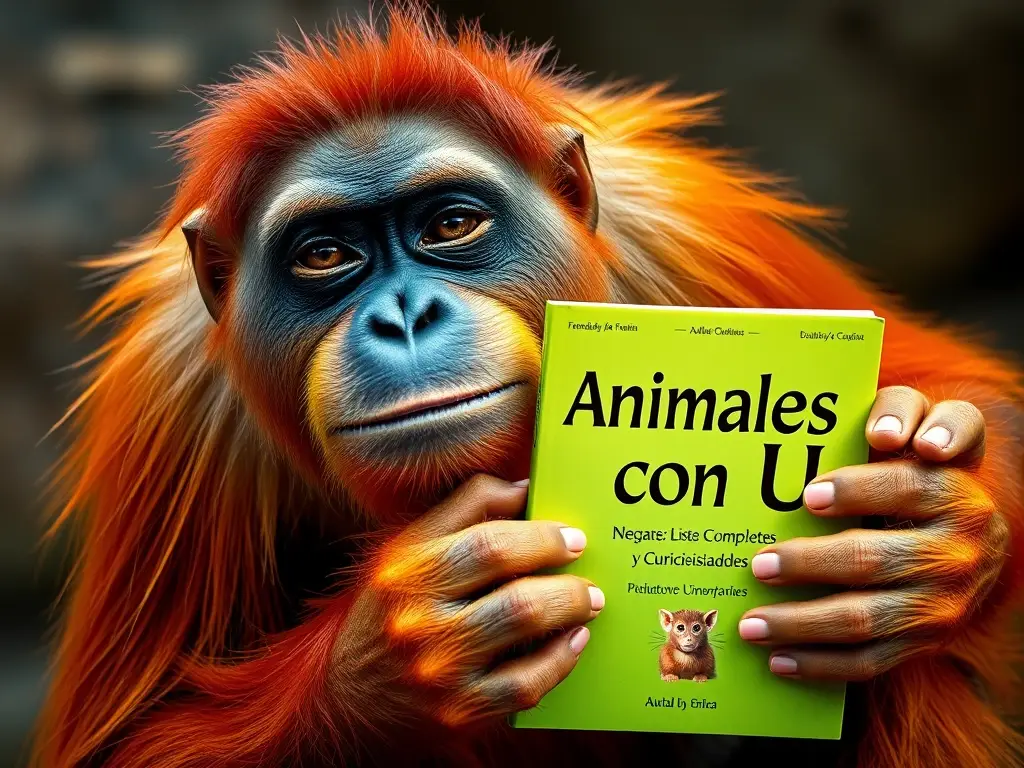 Foto realista de un orangután con libro detallado