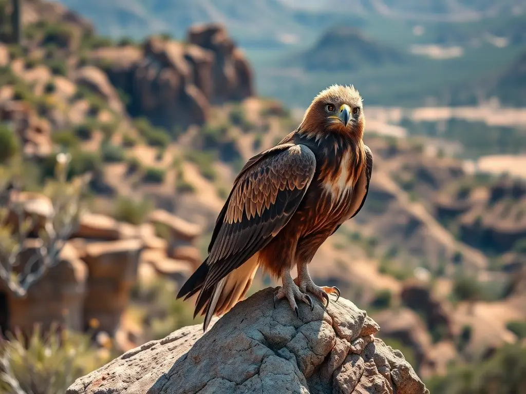 Un retrato realista de un halcón mexicano endangered en el desierto de Chihuahua