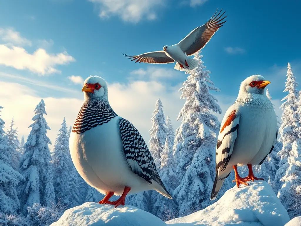 Unética obra maestra de invierno 8K llena de aves increíbles y majestuosas