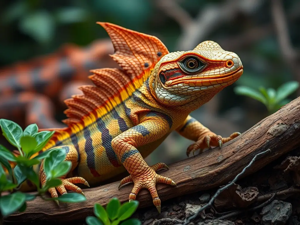 Foto realista de un hábitat reptil mexicano, con biodiversidad
