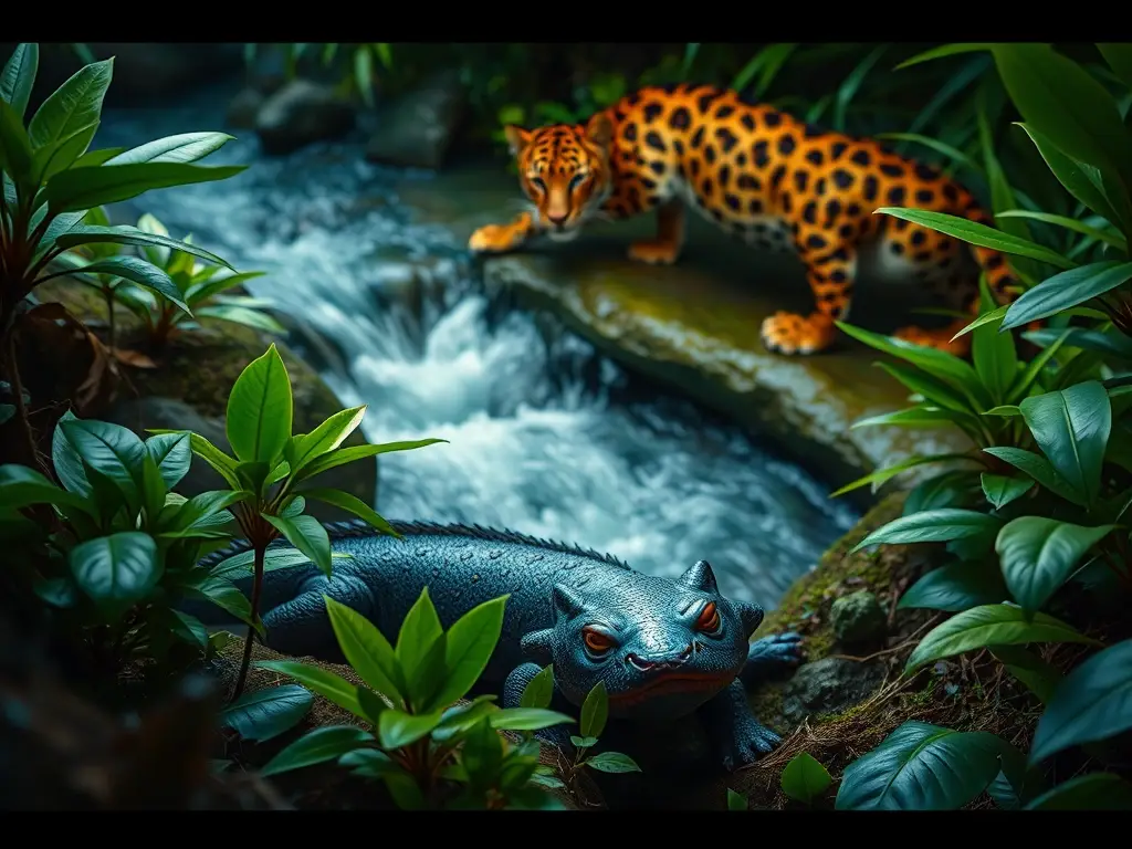 Un jaguar y un axolotl en Oaxaca, un equilibrio vital