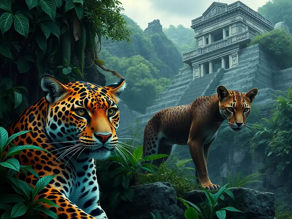 Un jaguar y puma, en peligro, se enfrentan a un mundo casi destruido