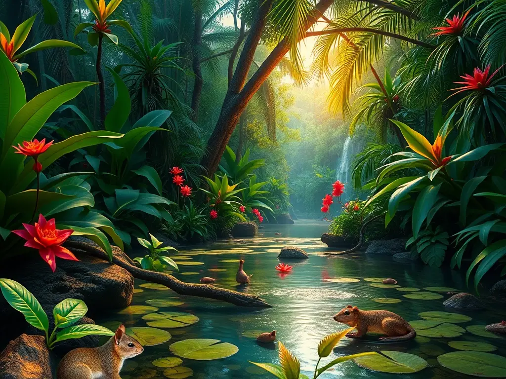 A majestuosa selva del Yucatán, a dawn, con vida