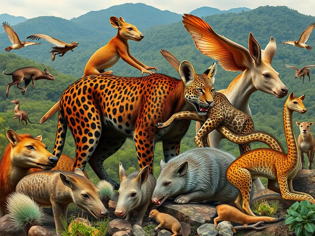 Estampado fotográfico realista de animales raros mexicanos