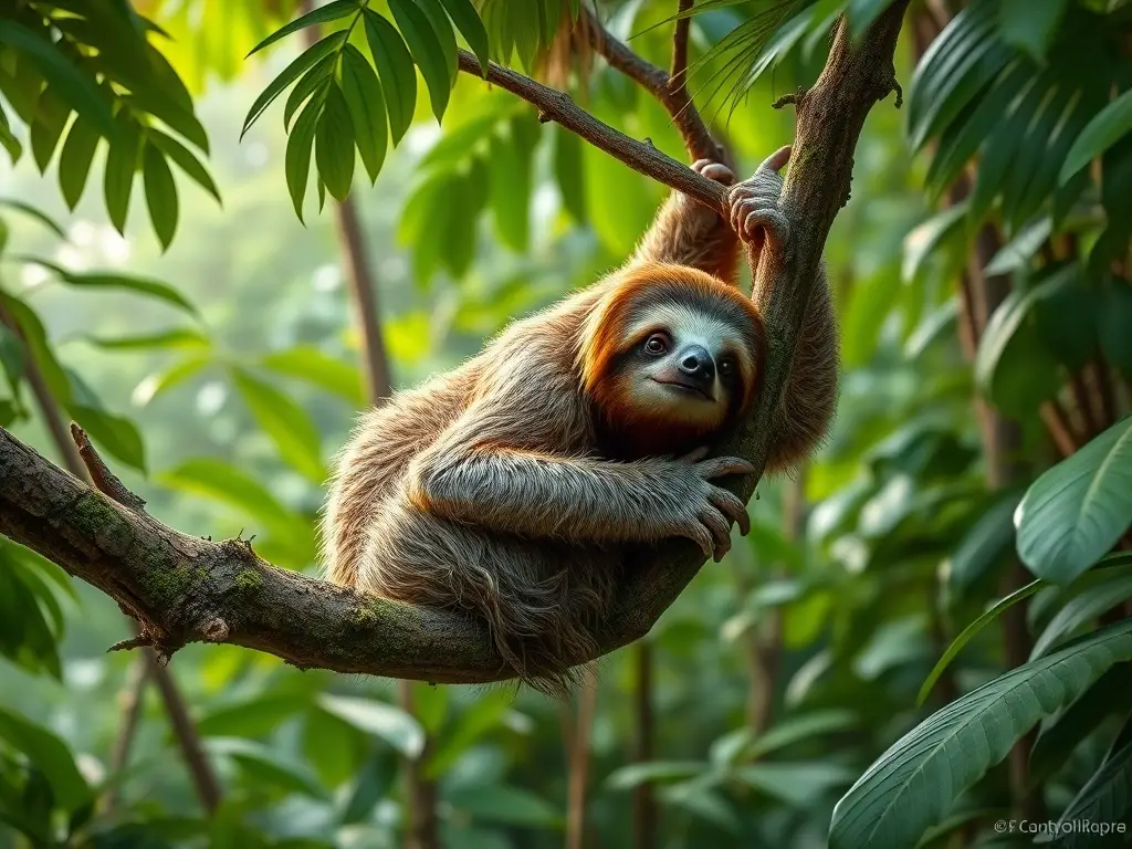 Foto realista de un loro en un árbol tropical