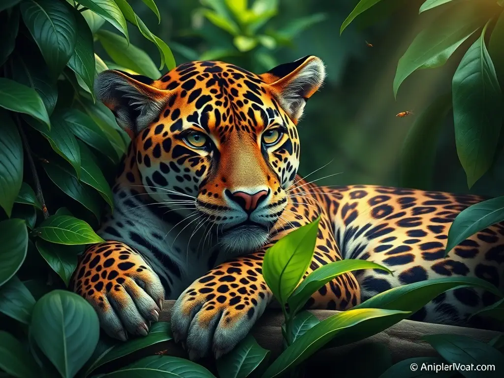 Fotografía realista de un jaguar en la jungla