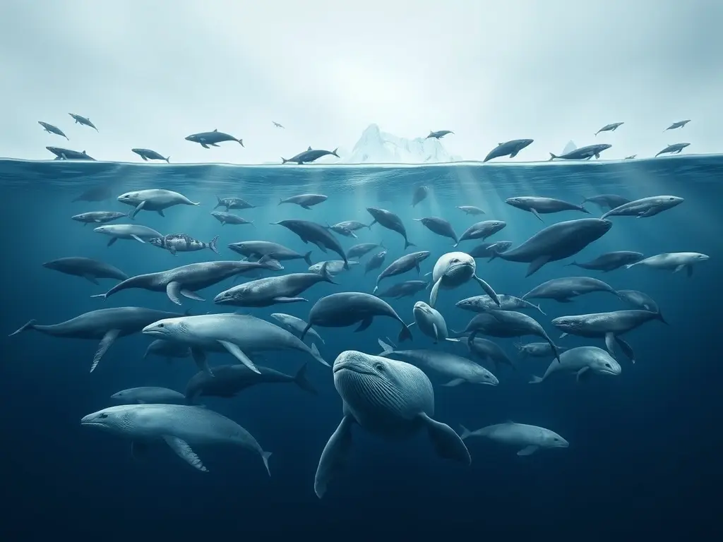 Fotografía realista de 30 mamíferos marinos en la Antártida