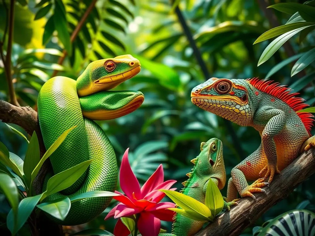 Photorealistic cover de reptiles arborícolas con detalles precisos