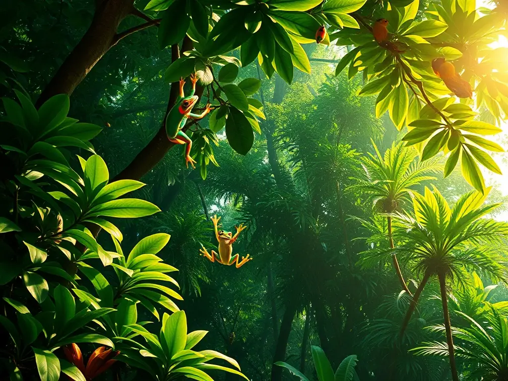 Una fotografía surrealista de una jungla exuberante