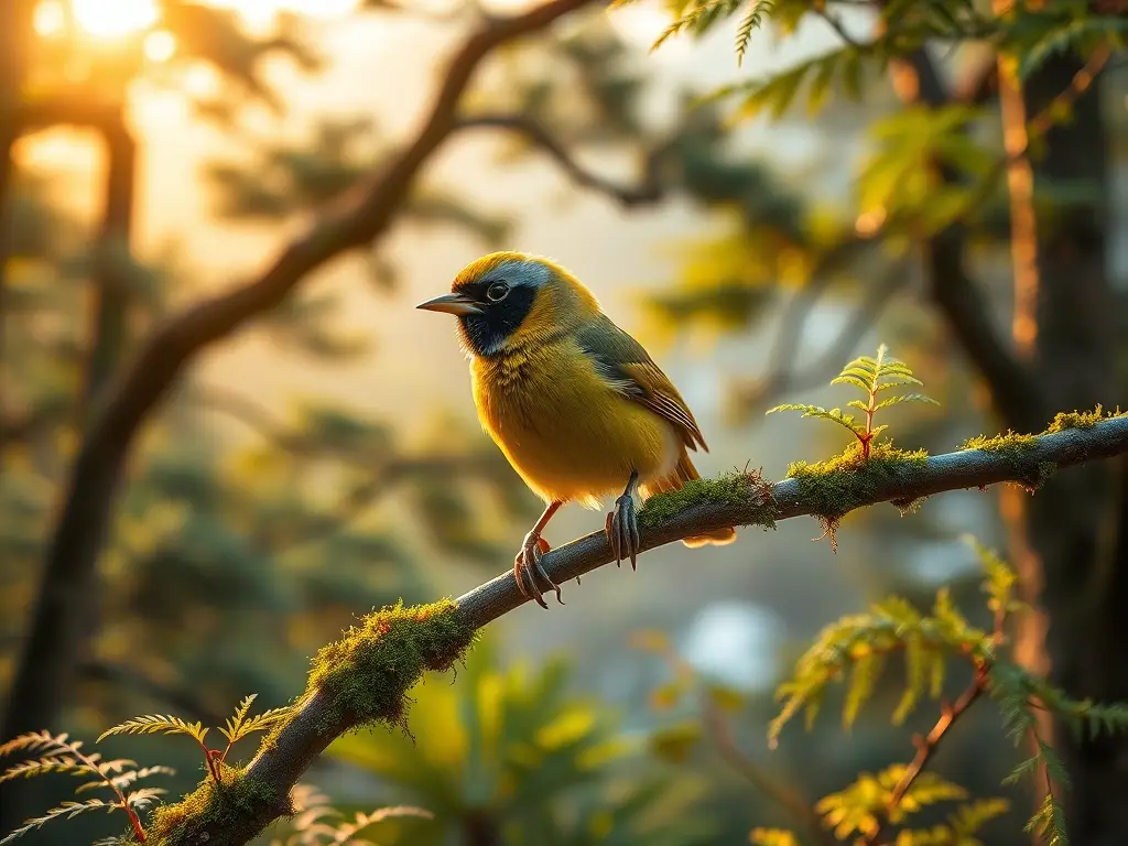 Yuhina taiwanés fotorrealista en bosque