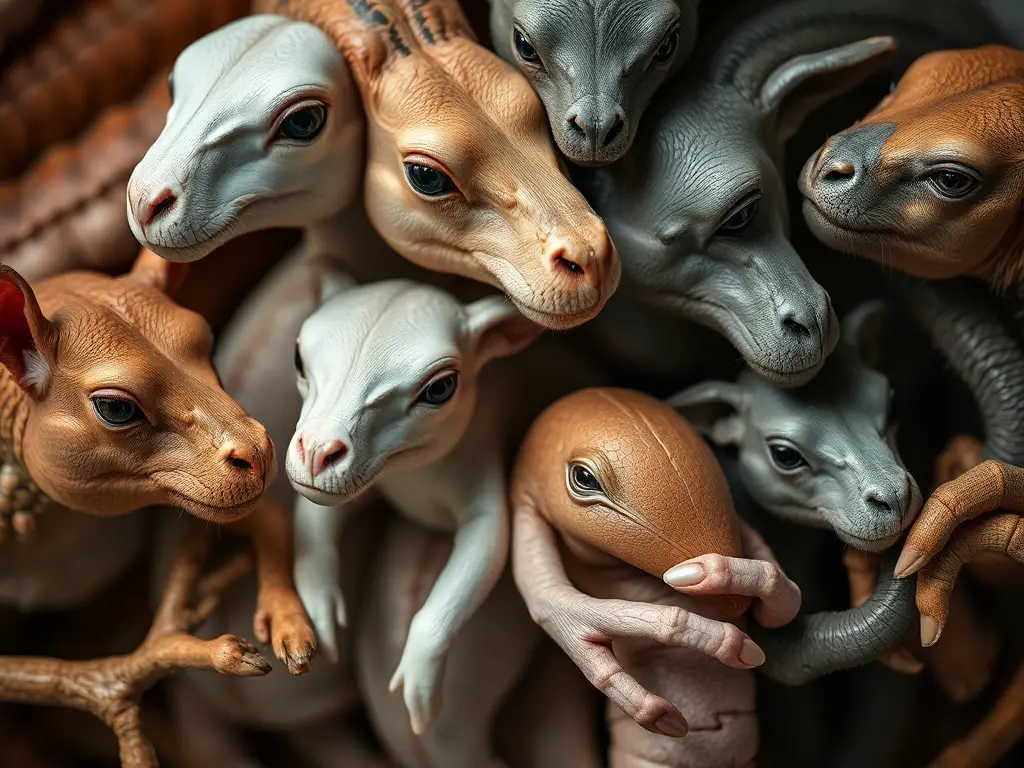 Fotografía realista de animales que se reproducen asexualmente