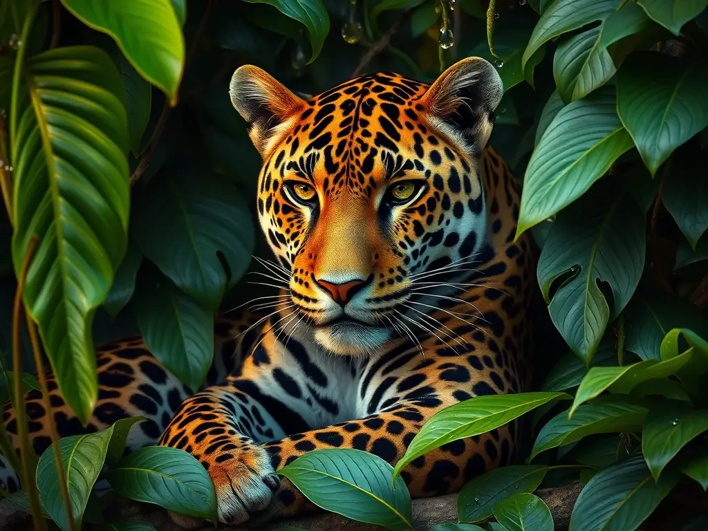 Un retrato fotográfico de jaguar en la selva amazónica
