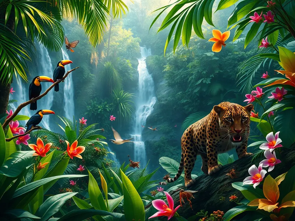 Una obra de arte realista y vibrante de la selva