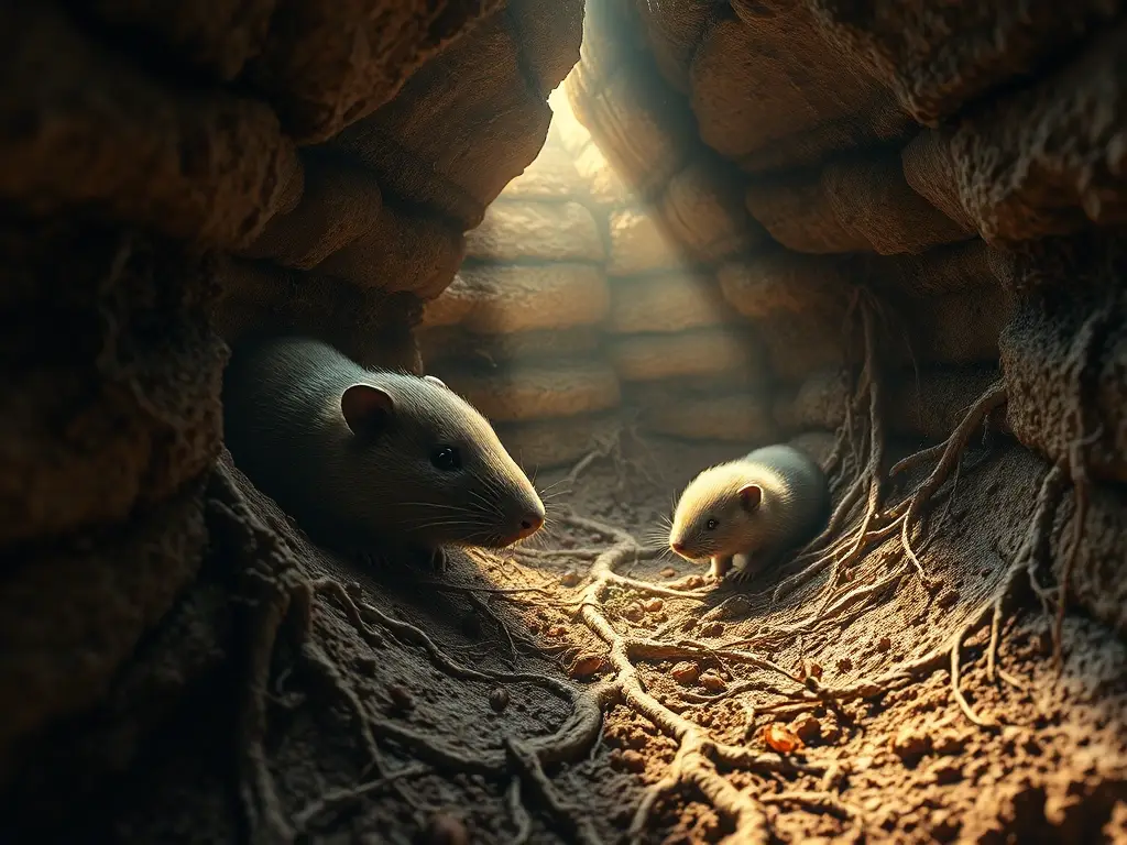 Corte subterráneo fotorealista de topo y talpa