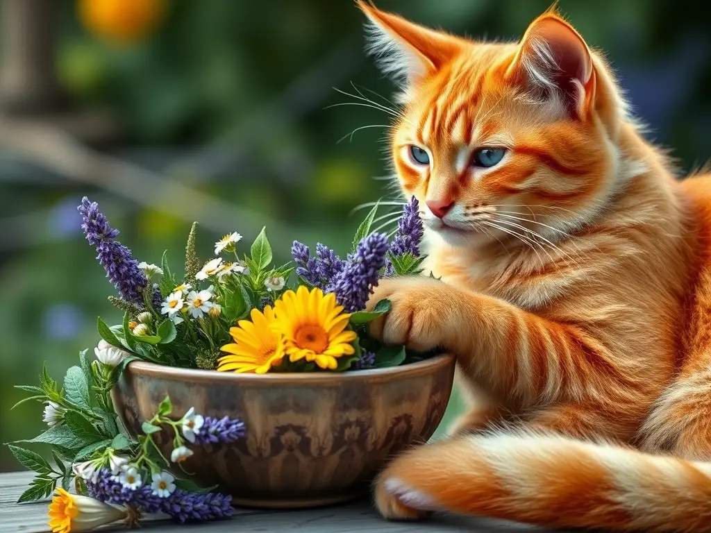 Un gato de pelo suave y paz en un jardín