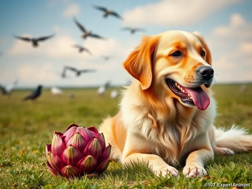 Imagen realista y detallada de un labrador saludable con artichoke