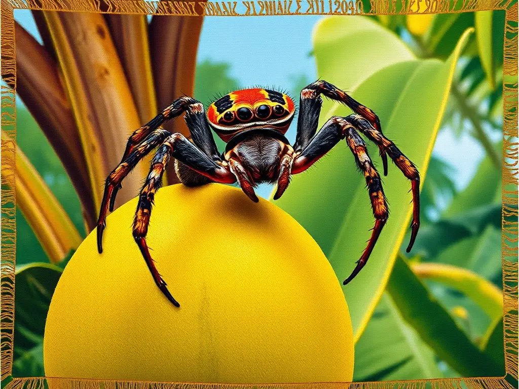 Estupendo retrato realista de arañas bananas en un árbol