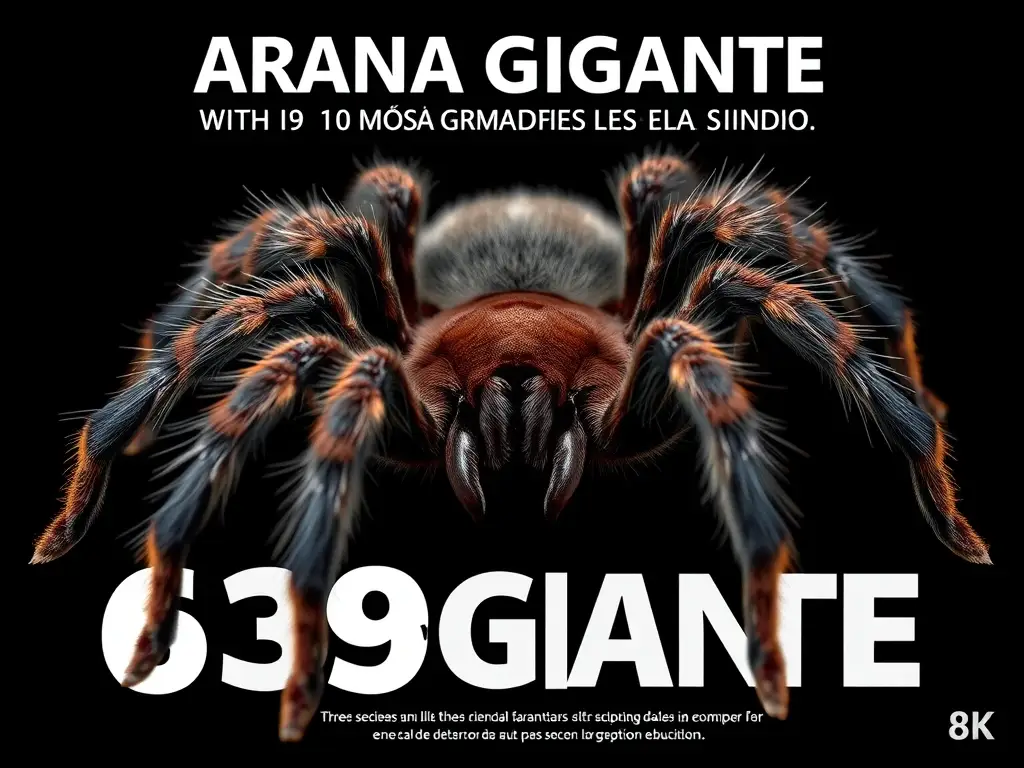 Infografía realista de arañas gigantes en un fondo negro